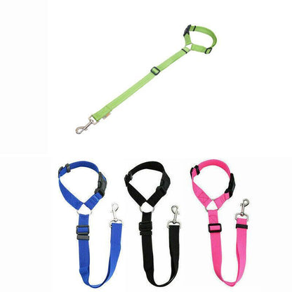 Adjustable Pet Dog Car Clip Lead Harness Strap for Vehicle Travel Restraint Use - Green