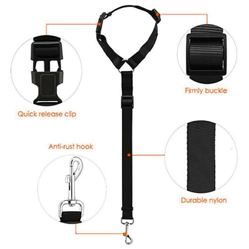 Adjustable Pet Dog Car Clip Lead Harness Strap for Vehicle Travel Restraint Use - Yellow