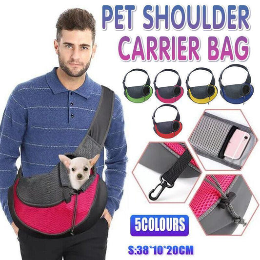 S Size Pet Shoulder Carrier Bag Puppy Cat Dog Travel Sling Backpack Portable - Blue