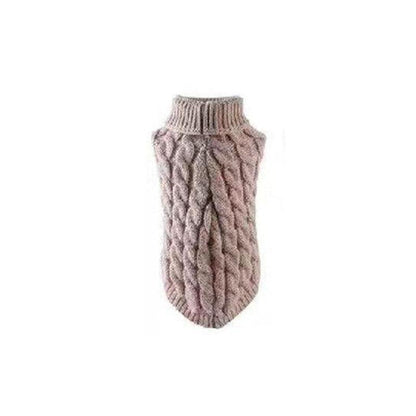Puppy Dog Jumper Winter Warm Knitted Sweater Pet Clothes Small Dogs Coat Thermal L Size - Beige