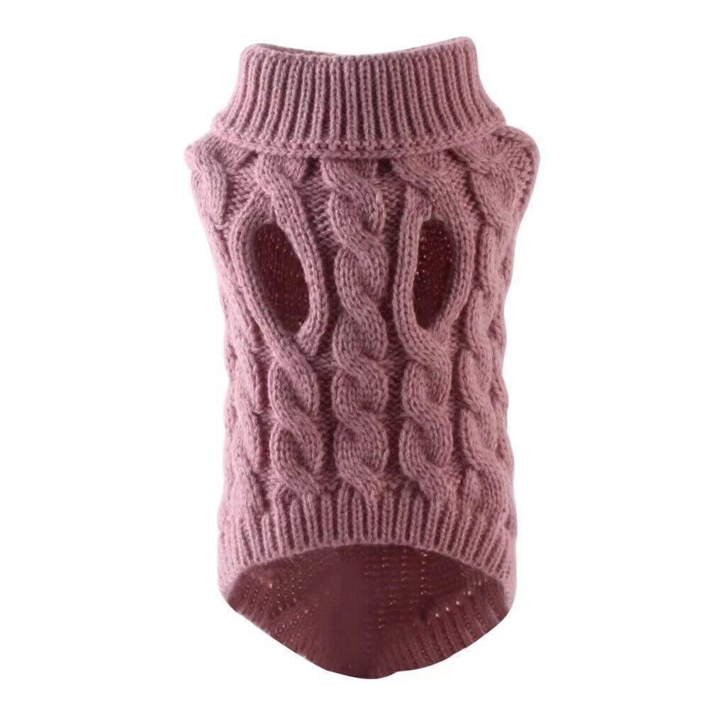 Puppy Dog Jumper Winter Warm Knitted Sweater Pet Clothes Small Dogs Coat Thermal L Size - Black