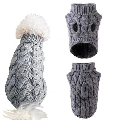 Puppy Dog Jumper Winter Warm Knitted Sweater Pet Clothes Small Dogs Coat Thermal L Size - Black