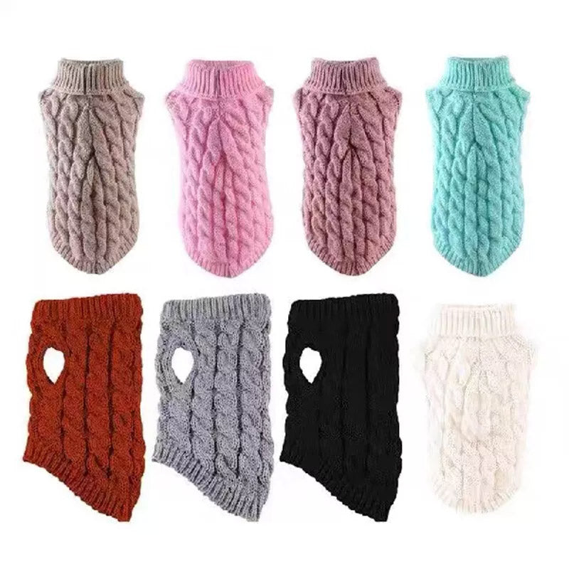 Puppy Dog Jumper Winter Warm Knitted Sweater Pet Clothes Small Dogs Coat Thermal S Size - Leather Pink