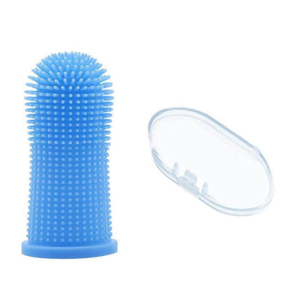 Dog Cat Super Soft Pet Finger Toothbrush Teeth Silicone Brush Care Cleaning - Clear