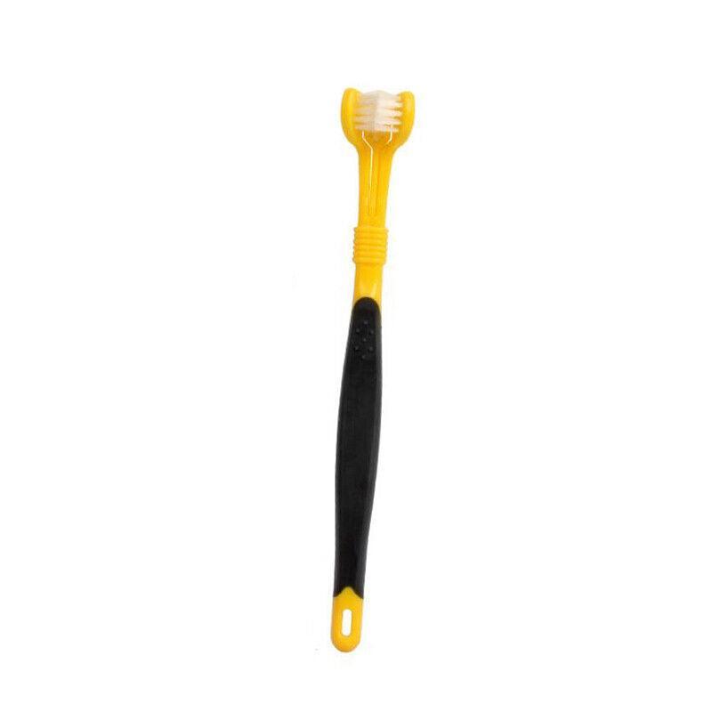 Three Sided Dog Toothbrush Pet Cat Teeth Cleaning Tool Oral Mouth Care Soft Bristle - Dark Green