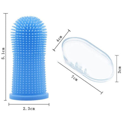 Dog Cat Super Soft Pet Finger Toothbrush Teeth Silicone Brush Care Cleaning - Yellow