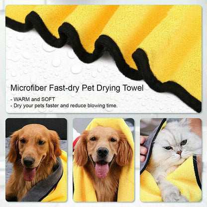 Pet Drying Towel Ultra-Absorbent Water Dog Cat Bath Microfiber Clean Soft Cloth - 30 X 30CM
