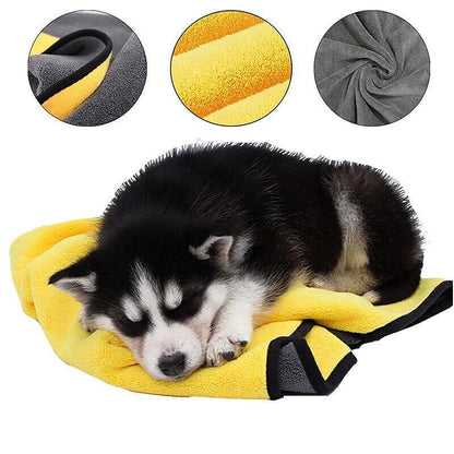 Pet Drying Towel Ultra-Absorbent Water Dog Cat Bath Microfiber Clean Soft Cloth - 30 X 30CM