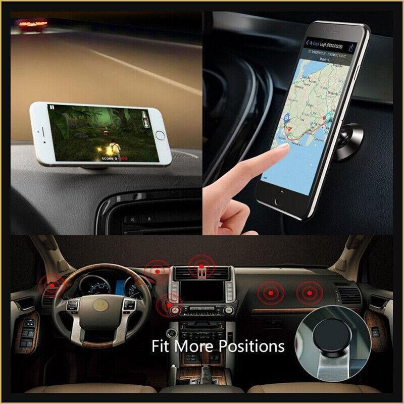 360 Degree Car Phone Holder Dashboard Mount Stand Cradle for Flat Surface - Silver