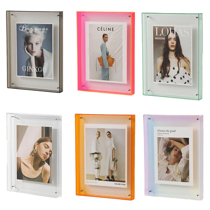 Acrylic Photo Frame Double-Sided Clear Display with Screw Mount – 16x21cm - Green