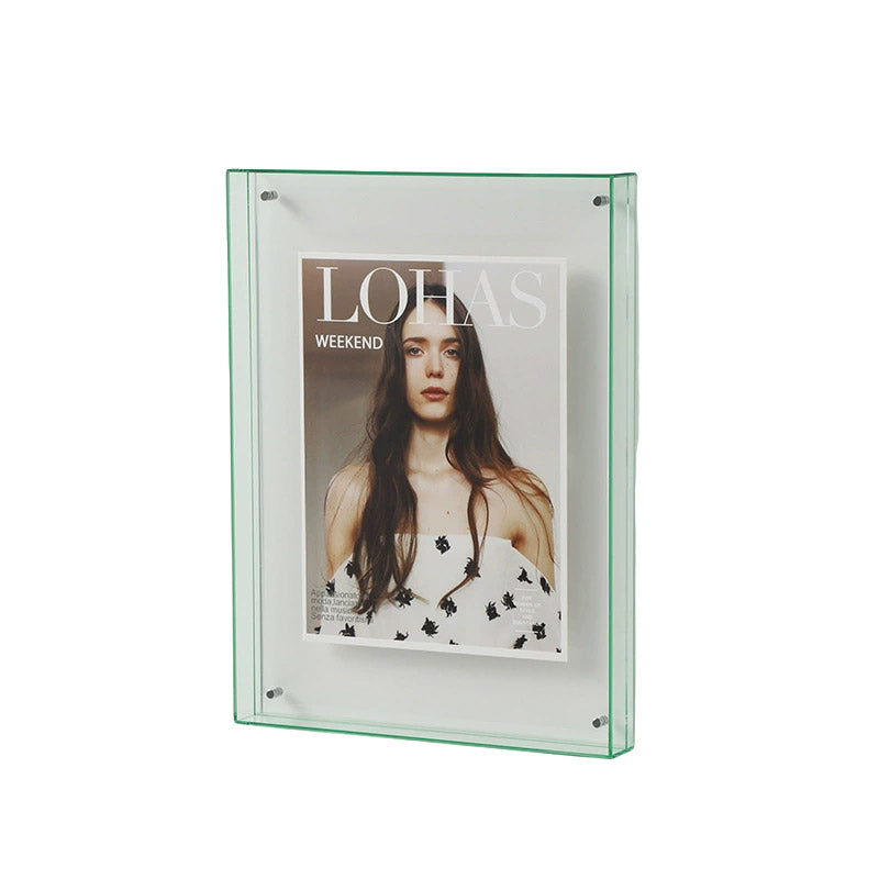 Acrylic Photo Frame Double-Sided Clear Display with Screw Mount – 16x21cm - Green