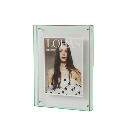 Acrylic Photo Frame Double-Sided Clear Display with Screw Mount – 16x21cm - Green