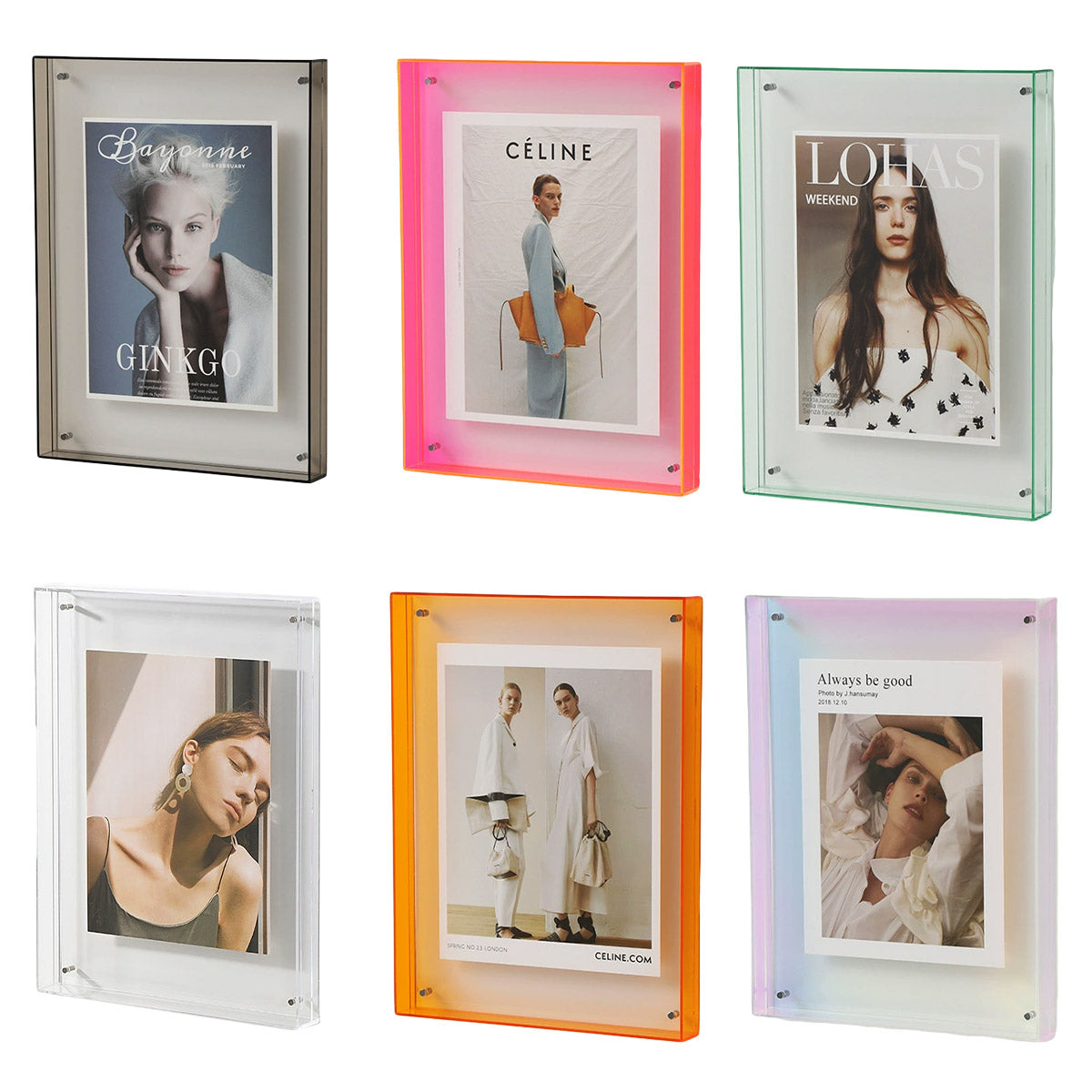 Acrylic Photo Frame Double-Sided Clear Display with Screw Mount – 16x21cm - Grey
