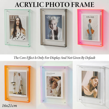 Acrylic Photo Frame Double-Sided Clear Display with Screw Mount – 16x21cm - Orange