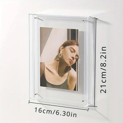 Acrylic Photo Frame Double-Sided Clear Display with Screw Mount – 16x21cm - Red