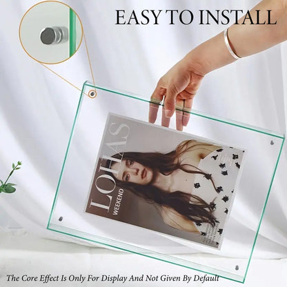 Acrylic Photo Frame Double-Sided Clear Display with Screw Mount – 16x21cm - Red