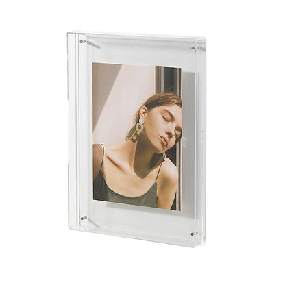 Acrylic Photo Frame Double-Sided Clear Display with Screw Mount – 16x21cm - Red