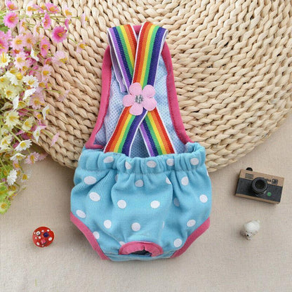 Female Pet Dog Cat Puppy Pant Menstrual Sanitary Nappy Diaper Wrap Underwear Blue - XL