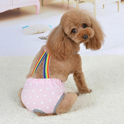 Female Pet Dog Cat Puppy Pant Menstrual Sanitary Nappy Diaper Wrap Underwear Blue - S