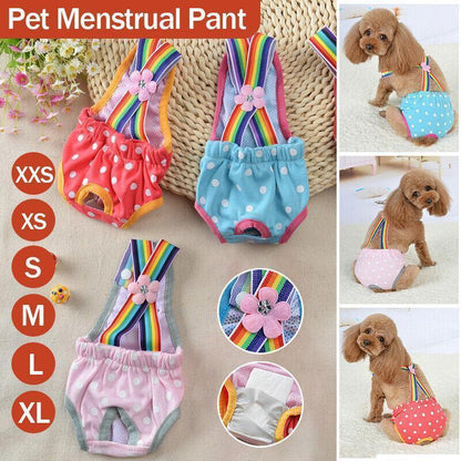 Female Pet Dog Cat Puppy Pant Menstrual Sanitary Nappy Diaper Wrap Underwear Pink - XL