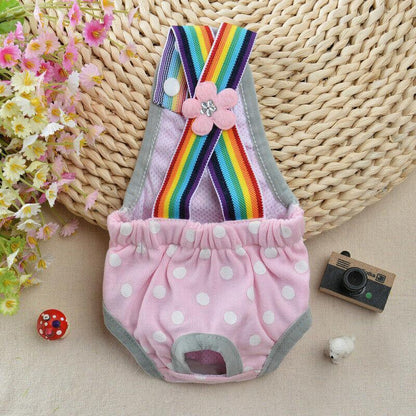 Female Pet Dog Cat Puppy Pant Menstrual Sanitary Nappy Diaper Wrap Underwear Pink - S