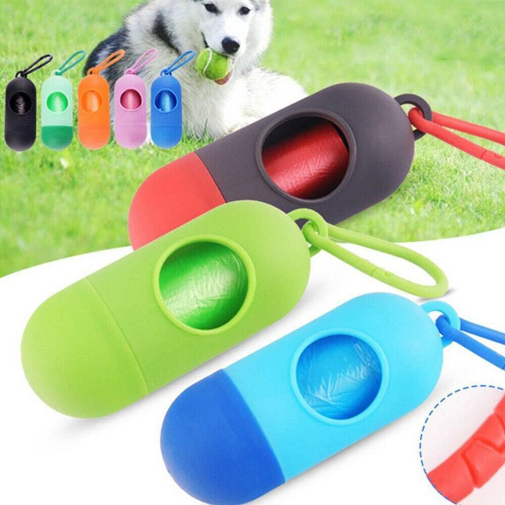 Portable Dog Waste Bag Dispenser with Refill Rolls for Pet Walking Cleanup - Light Green + Dark Green