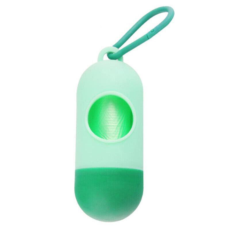 Portable Dog Waste Bag Dispenser with Refill Rolls for Pet Walking Cleanup - Light Blue + Dark Blue