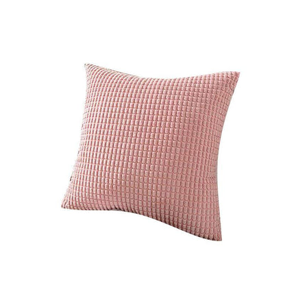 45X45 Plain Solid Colour Cushion Cover Decorative Pillow Case Home Multicoloured - Pink