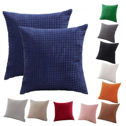 45X45 Plain Solid Colour Cushion Cover Decorative Pillow Case Home Multicoloured - White