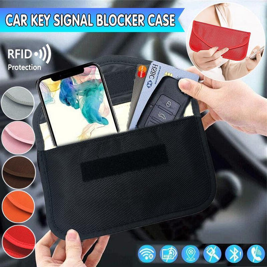 Car Key Case For Faraday Cage Fob Pouch Keyless RFID Blocking Bag - Pink