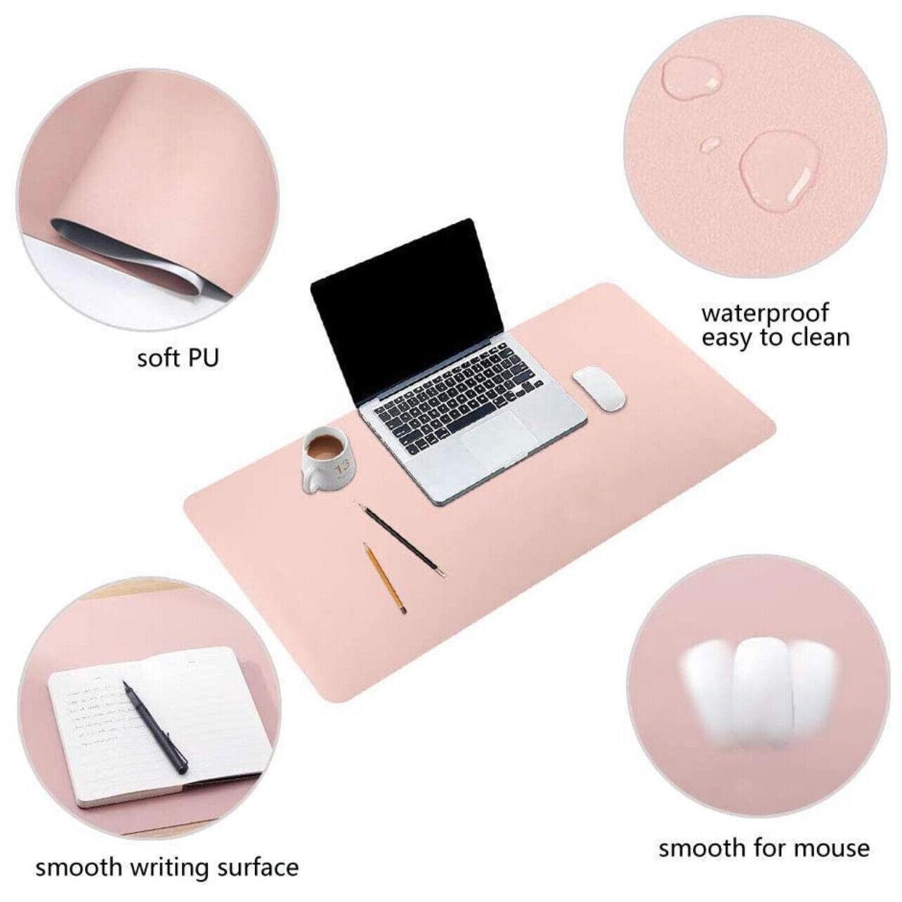 Leather Mouse Pad Gaming Waterproof Desk Mat 25 x 21cm Anti Slip - Pink