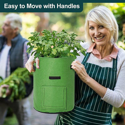 10 Gallon Potato Grow Planter Container Bag Pouch Root Plant Growing Pot Side Window - Brown