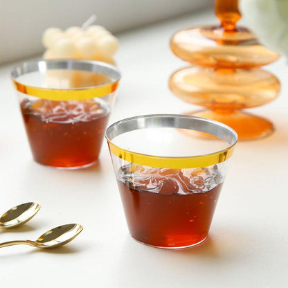 100pcs 9OZ Hot Gold Silver Plastic Wine Cup Western Food Cup Ice Cream - Rose Gold