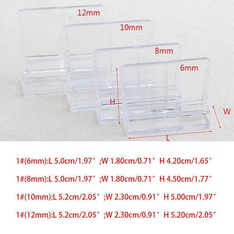 4Pcs Plastic Clips Glass Cover Support Holder Aquarium Fish Tank 6/8/10/12Mm New - 8MM