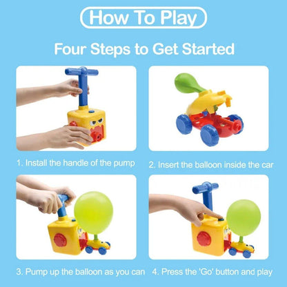 Kids Balloon Powered Car Toy Air Pump Racer Launcher Fun Vehicle Pump Toys - Frog