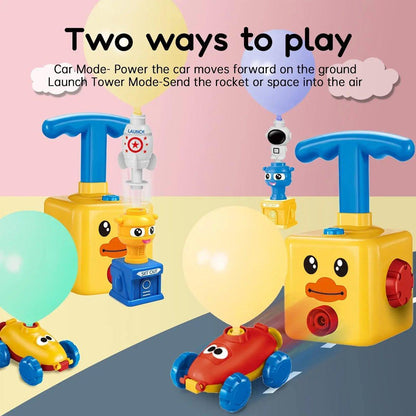Kids Balloon Powered Car Toy Air Pump Racer Launcher Fun Vehicle Pump Toys - Monsters