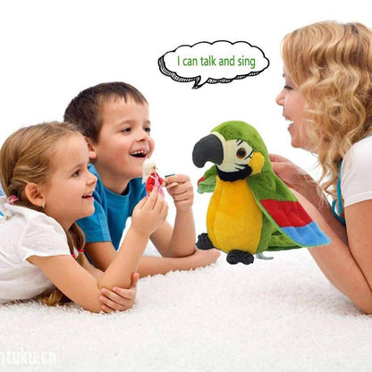Interactive Talking Electric Plush Parrot for Early Learning and Entertainment - Green