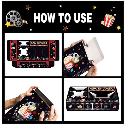 24 PCS Movie Night Snack Trays Popcorn Food Drink Holder Cinema Party Supplies - 24pcs-KY001