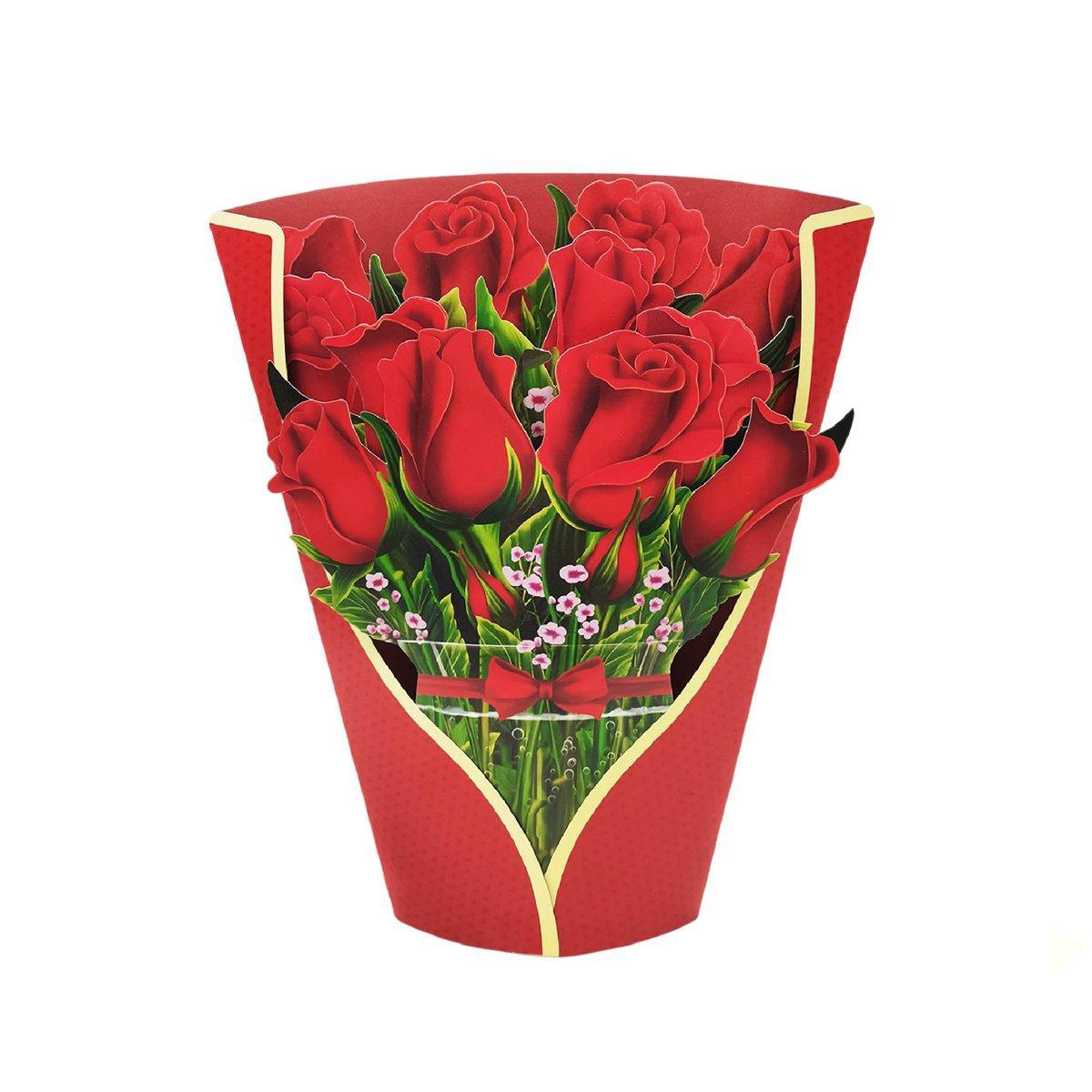 New Style 3D Pop Up Cards Paper Flower Bouquet Greeting Card for All Occasions - Poppy