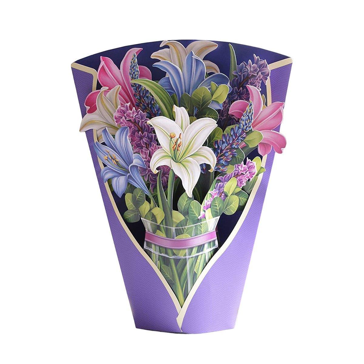 New Style 3D Pop Up Cards Paper Flower Bouquet Greeting Card for All Occasions - Poppy