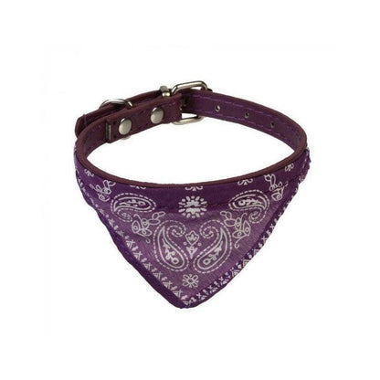 Adjustable Bandana Collar with Bell for Small Dogs and Cats Triangle Scarf Style - Rose Red