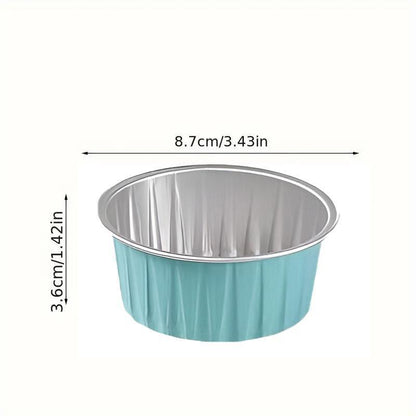 100Pcs Cake Tools Pudding Cake Aluminum Foil Baking Cups Cupcake Cup with Lids - 100pcs-Blue