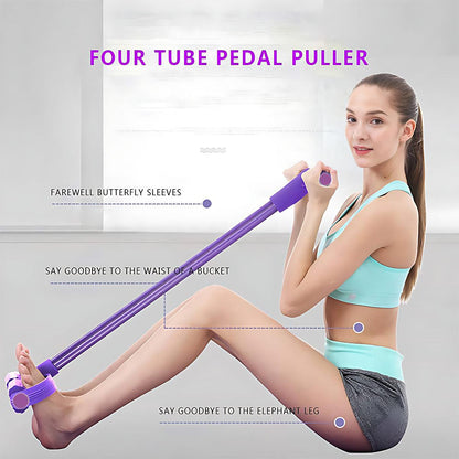 Multi-Function Exercise Tension Rope Foot Pedal Resistance Fitness Pull Bands - Red
