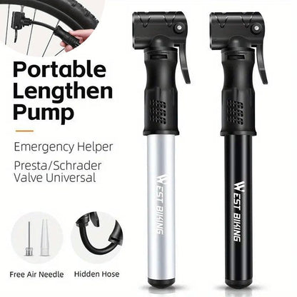 Portable Bicycle Pump Mini Inflatable Tube Pump Tire Inflator for Bike Cycling - Black