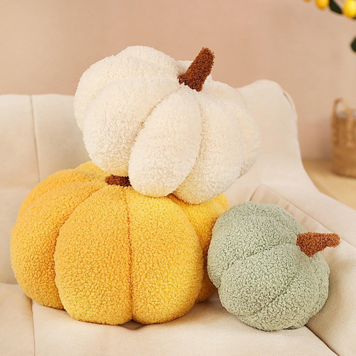 Soft Plush Pumpkin Pillow Cushion Sofa Living Room Bay Window Decor Indoor Toy - Yellow
