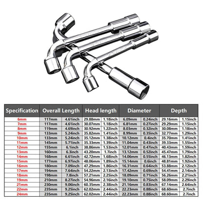 6-23mm L Shaped Socket Wrench Elbow Multi Size Hardware Repair Tool Set - 22mm