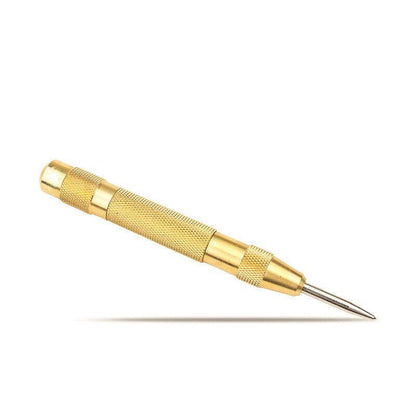 125Mm Heavy Duty Automatic Centre Punch- Brass & Spring Loaded - Yellow