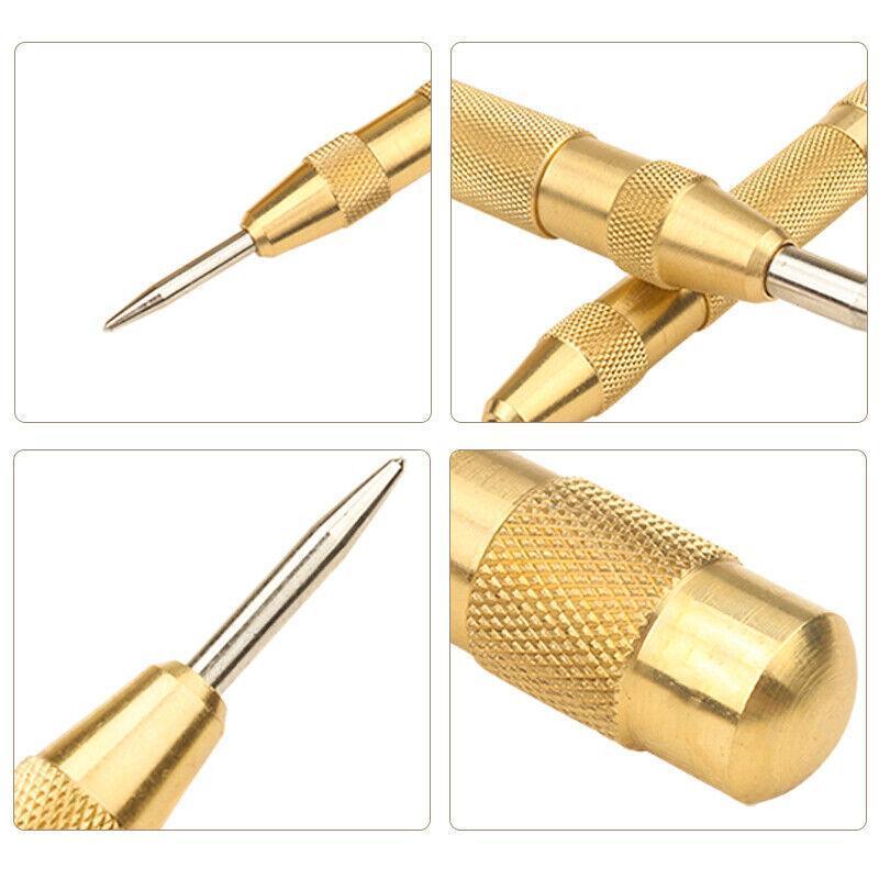 125Mm Heavy Duty Automatic Centre Punch- Brass & Spring Loaded - Yellow