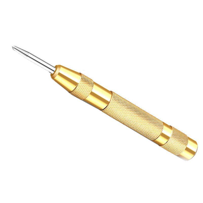 125Mm Heavy Duty Automatic Centre Punch- Brass & Spring Loaded - Yellow