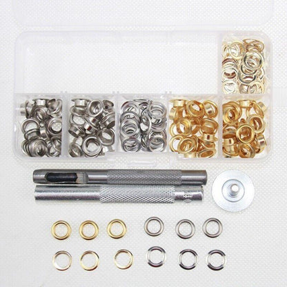 Eyelet Punch Die Tool Kit with 100 Sets of 6mm Grommets for Leather Craft
